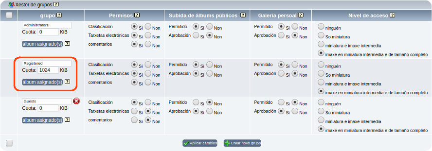 cota usuario registered