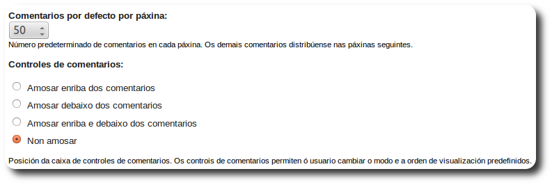 Comentarios por defecto e controis de comentarios Comentarios por defecto e controis de comentarios
