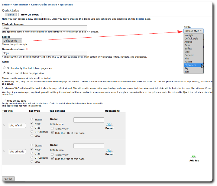 Creación dun quicktab