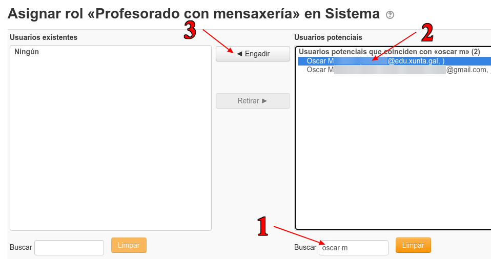 Asingar usuarios ao rol