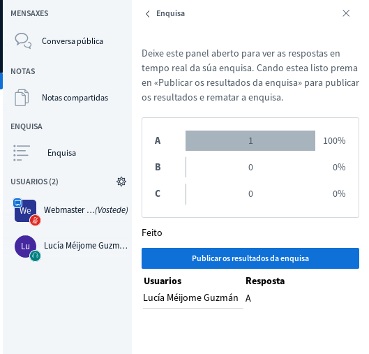 Resultados en tempo real