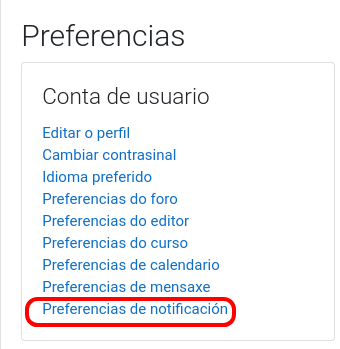 Perfil de usuario - Preferencias de notificación