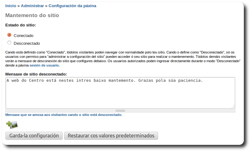 Mantemento da páxina web Mantemento da páxina web