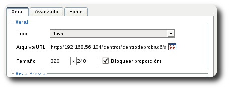 Inserir medio embebido