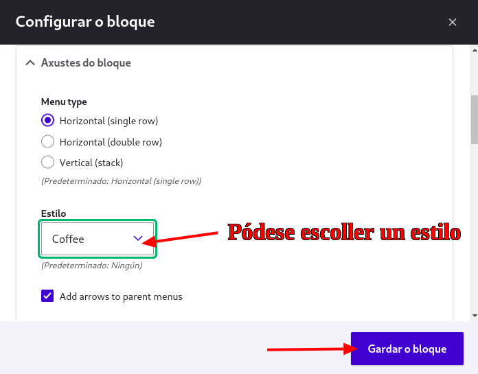 Escoller estilo de bloque
