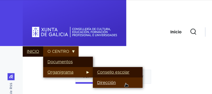 Menu O CENTRO desplegado