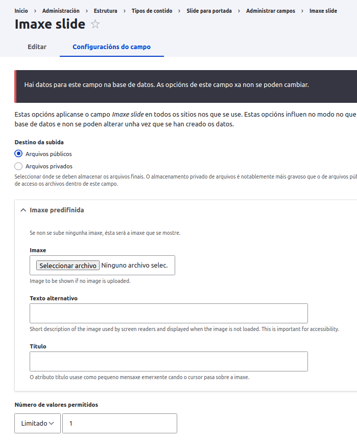 Configuracións do campo