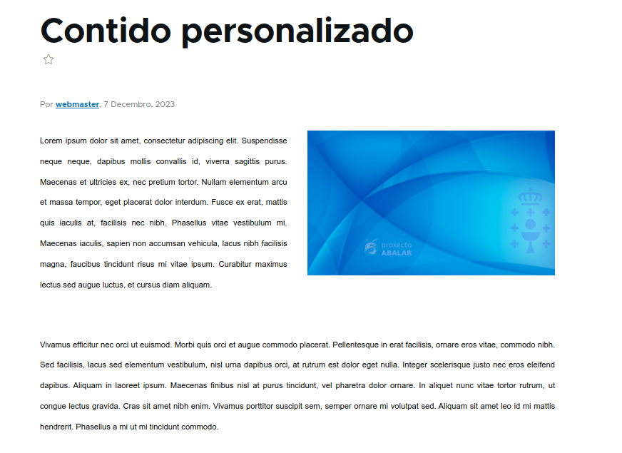 Contido personalizado visualización