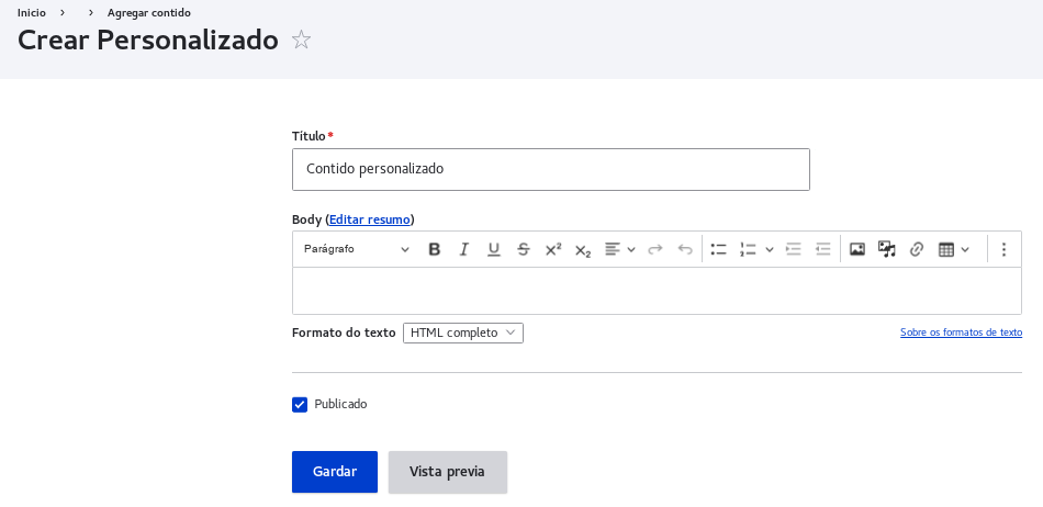 Contido personalizado