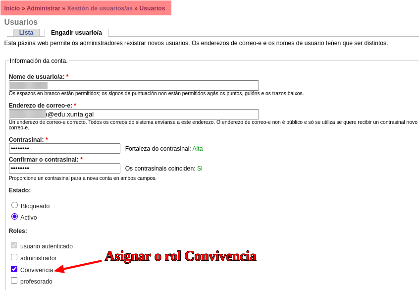 Asignar rol convivencia