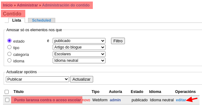 Administrar, Contido