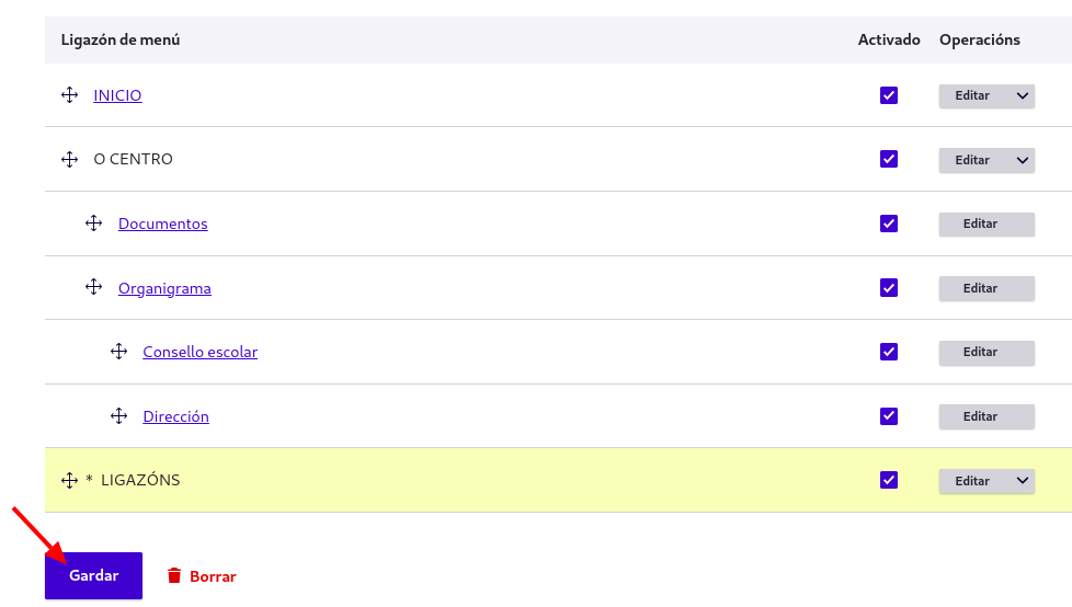 Ligazóns reordenadas