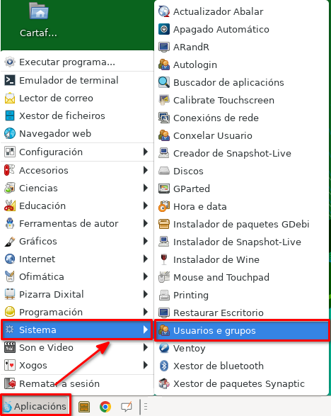 ruta usuarios e grupos