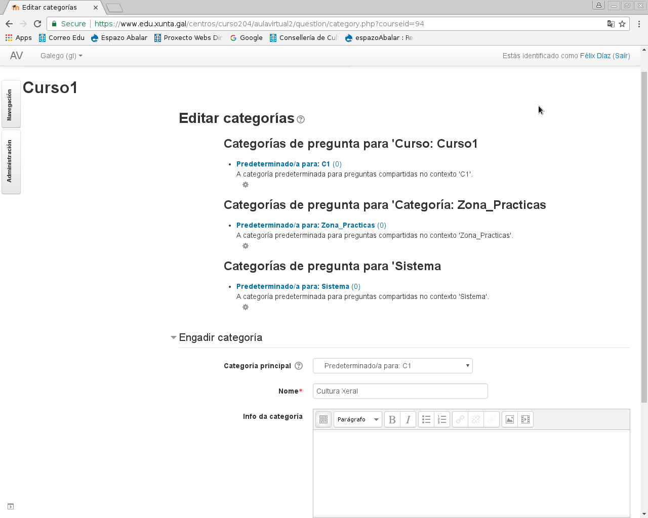 Categorías para preguntas