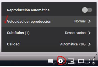 Escoller velocidade de reprodución dun vídeo de Youtube