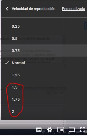 Escoller velocidade de reprodución dun vídeo de Youtube