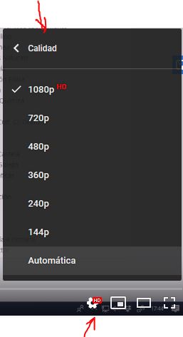 Cambiar calidade do vídeo en Youtube