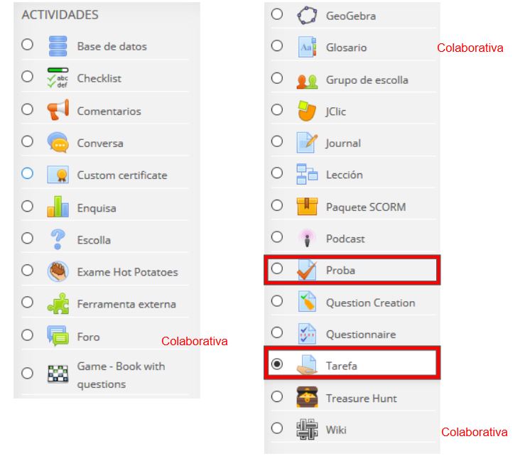 Actividades en Moodle