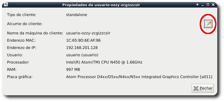 edición do nome de cliente