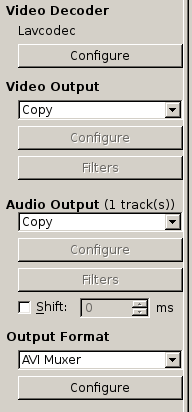 Panel de configuacion video audio