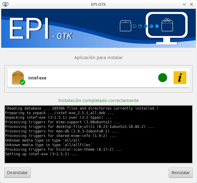 Instalación paquete intef-exe