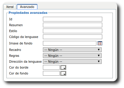 Propiedades avanzadas da táboa Propiedades avanzadas da táboa