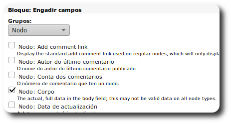 engadindo o campo corpo