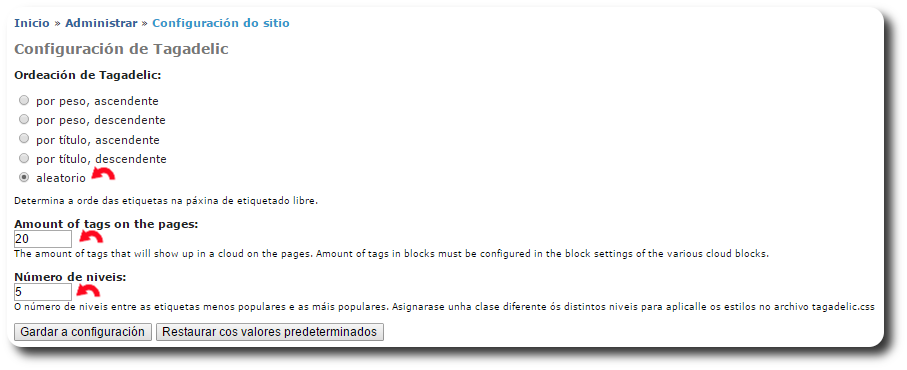 Configuración de Tagadelic