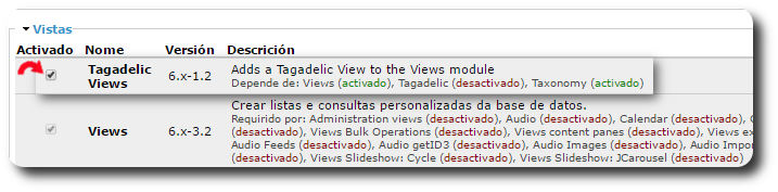Módulos grupo Vistas