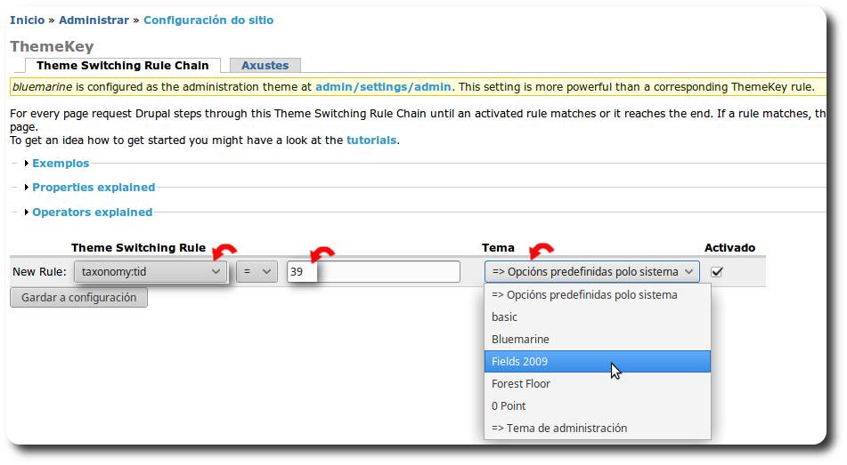 Crear regra ThemeKey