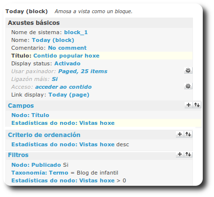 Configuración today (block)