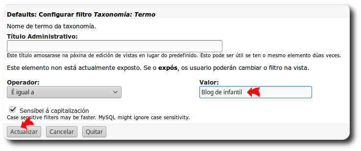 Engadir filtro Taxonomía: Termo