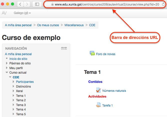 Barra de direccións URL